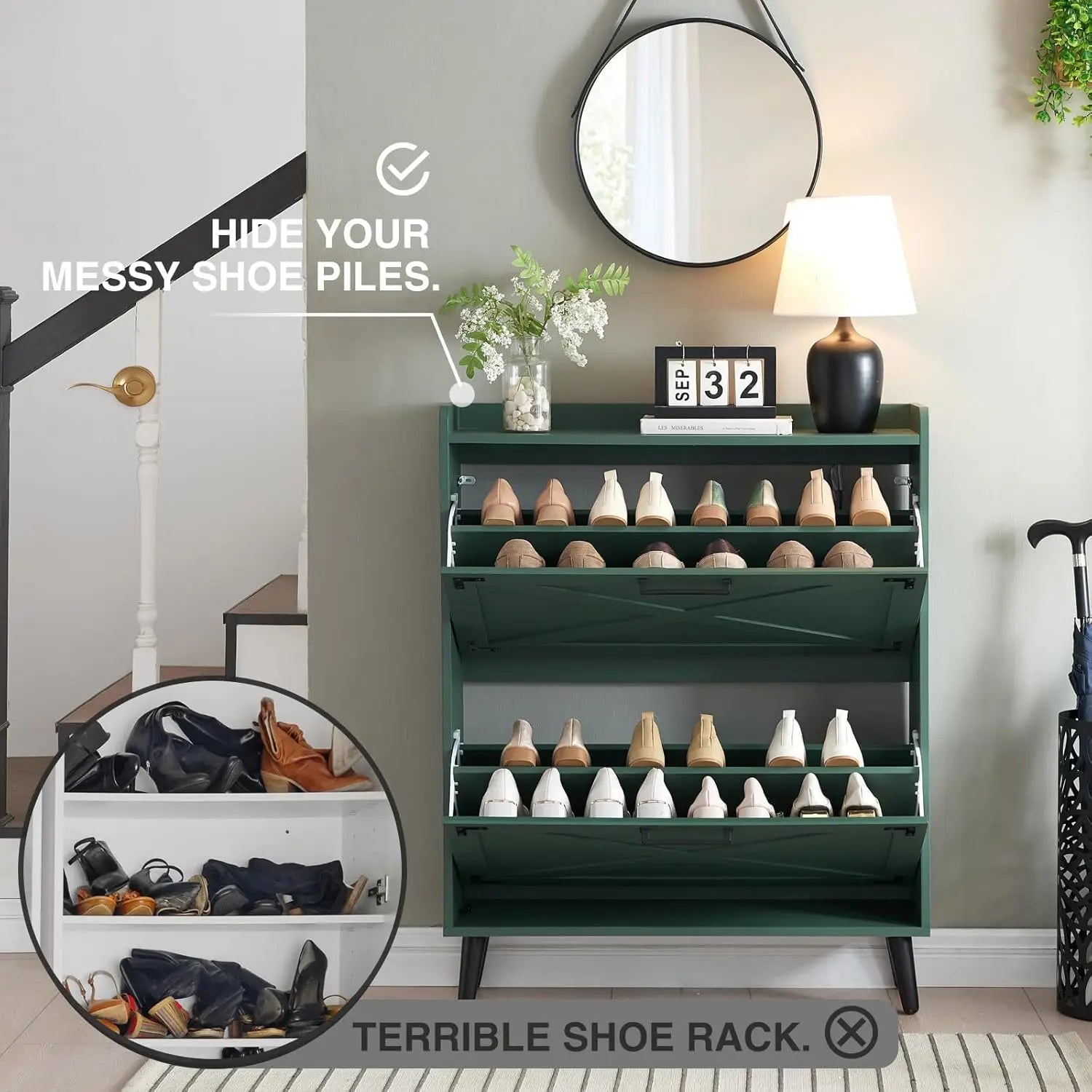 Two-Person LED Gaming Desk with 9 Drawers Power Outlet and Storage for Home Office - United States / Rustic Brown