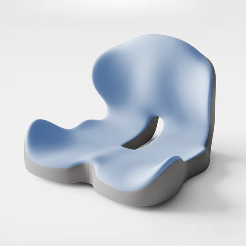 Memory Foam One-piece Cushion Office Cushion Hip Beautification Spine Relief And Waist Support Cushion - Blue