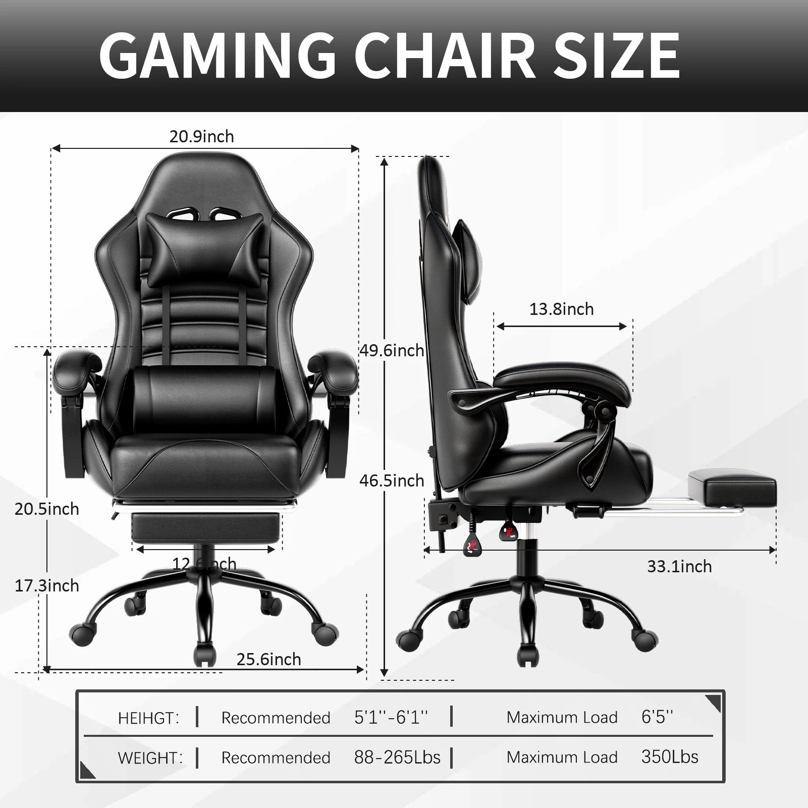 Ergonomic Gaming Chair with Footrest Racing Style Video Game Chair for Adults Reclining Gamer Chair Office Chair