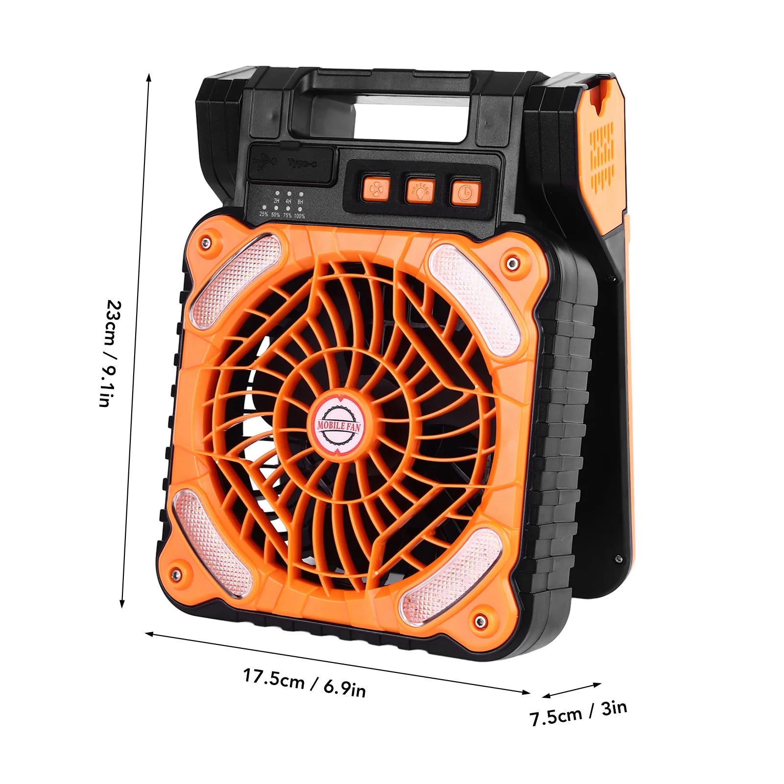 Solar Fan LED Solar Powered Fan Timer 4 Speed Adjustable Brushless Motor Solar Camping Fan Type C Charging for Fishing