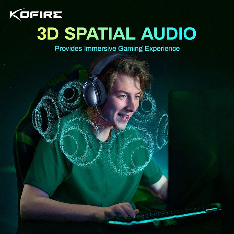Kofire UG-06 Gaming Headset Low Latency 2.4G Bluetooth Wireless Headphones with Mic RGB Gradient Light Wired for PC PS5