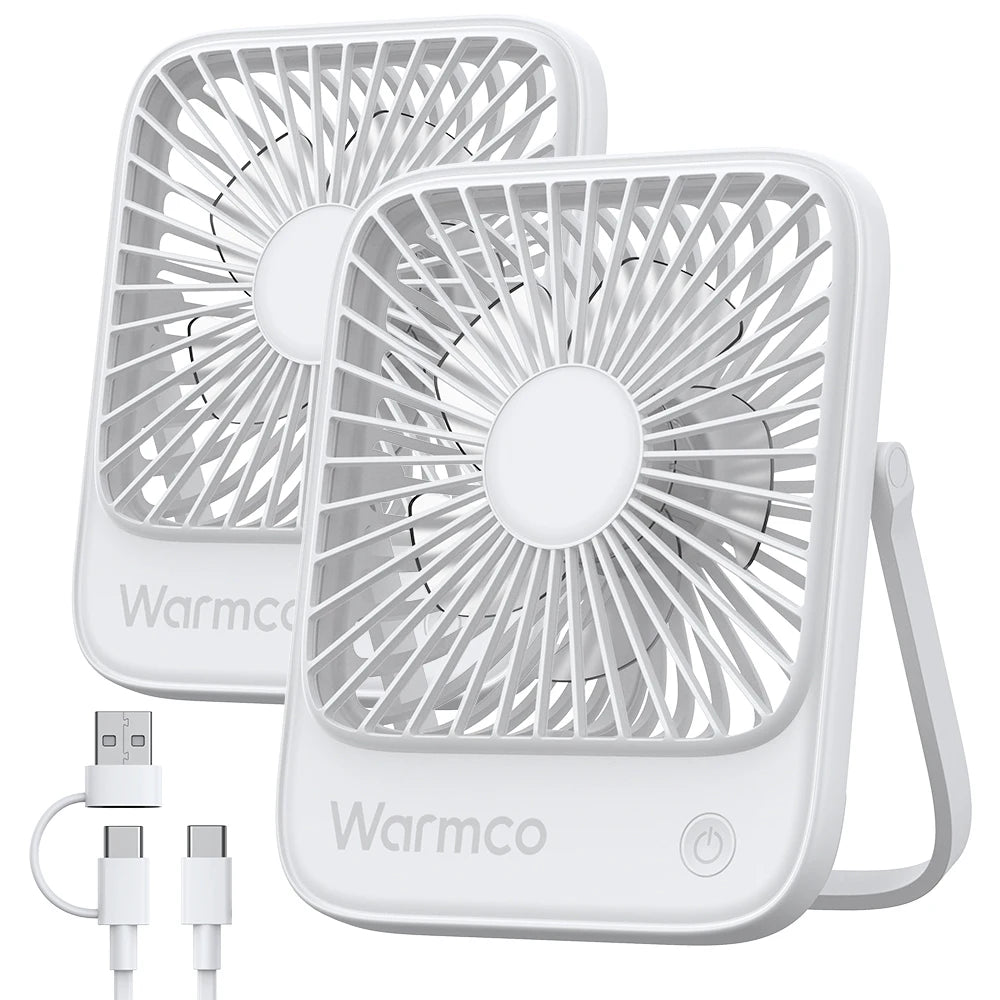USB Desk Fan 2Pack,USB C Corded Powered Personal Fan,Strong Airflow Quiet,180° Tilt Folding 3 Speeds Wind Small USB