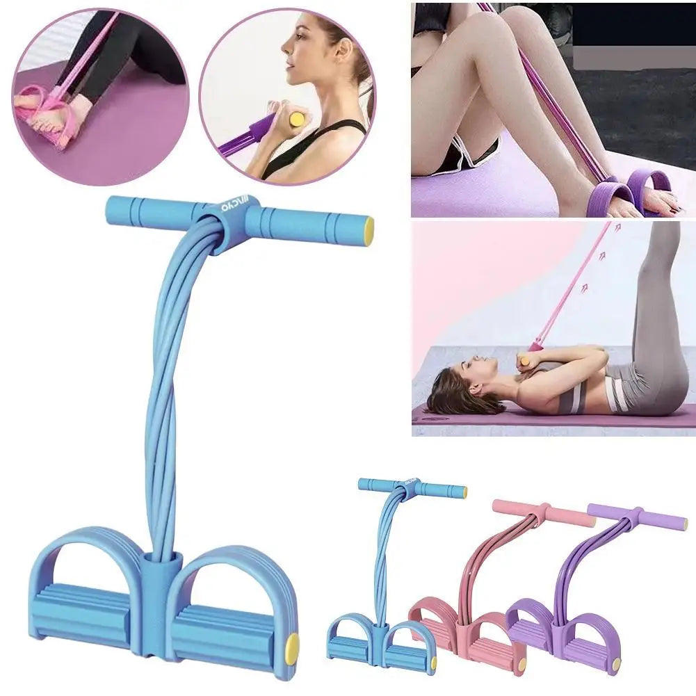 Siix-Tube Pedal Tensioner Resistance Band Multi-Functional Tension Rope Fitness Bands Elastic Yoga Pedal Puller