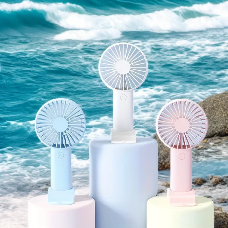 Summer Fashion Mini USB Charging Handheld Fan Desktop Small Fan With Mobile Phone Holder Portable And Simple Outdoor