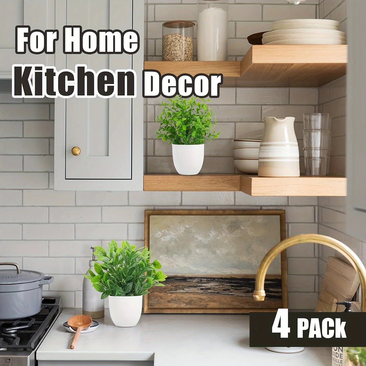 4 Pack Mini Artificial Potted Plants Fake Bonsai Greenery for Home Office Farmhouse Bathroom Shelf Decor Indoor