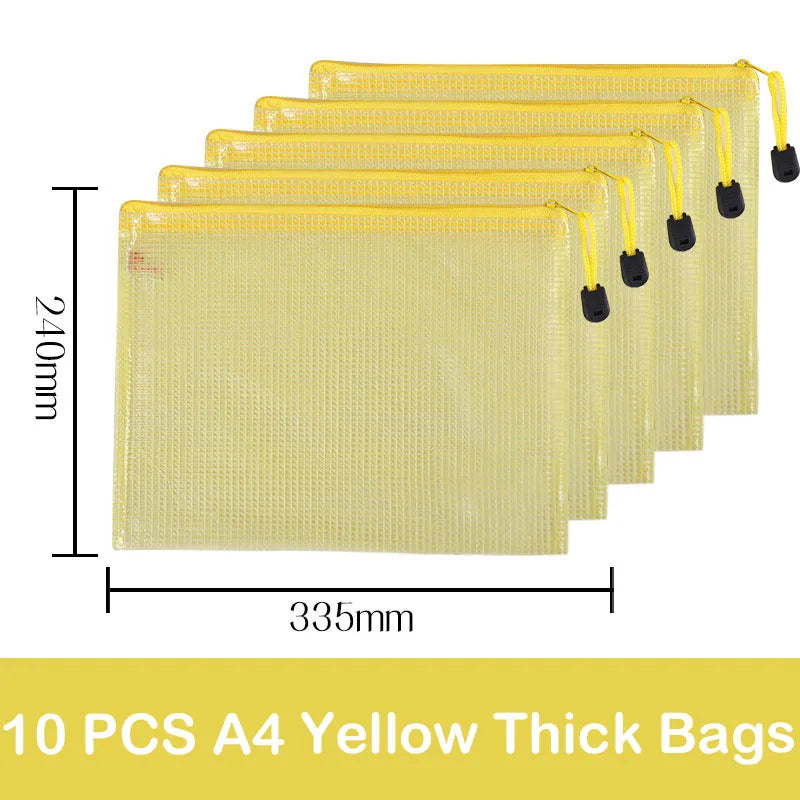 10/20 Pcs Mesh Zipper Pouch Document Bag Waterproof Zip File Folders A4 A5 A6 School Office Supplies Pencil Case