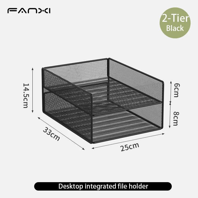 Desk Organizer with File Holder Desk Organizers with 3 Tier Letter Trays and 2 Pen Holders Mesh Desk Accessories &