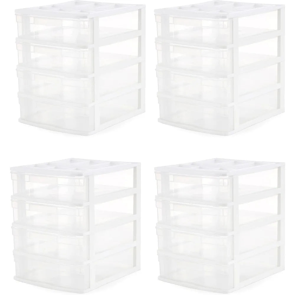 4 Drawer Desktop & Countertop Organizer with Organization Lid for Craft Storage Office Supplies & School Supplies