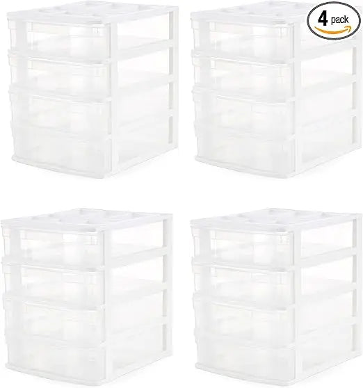 4 Drawer Desktop & Countertop Organizer with Organization Lid for Craft Storage Office Supplies & School Supplies