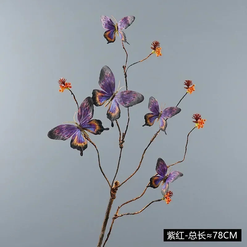 Simulation 5 Flower Butterfly Artificial Flower Bouquet Home Living Room Porch Dining Table Wedding Decoration Indoor