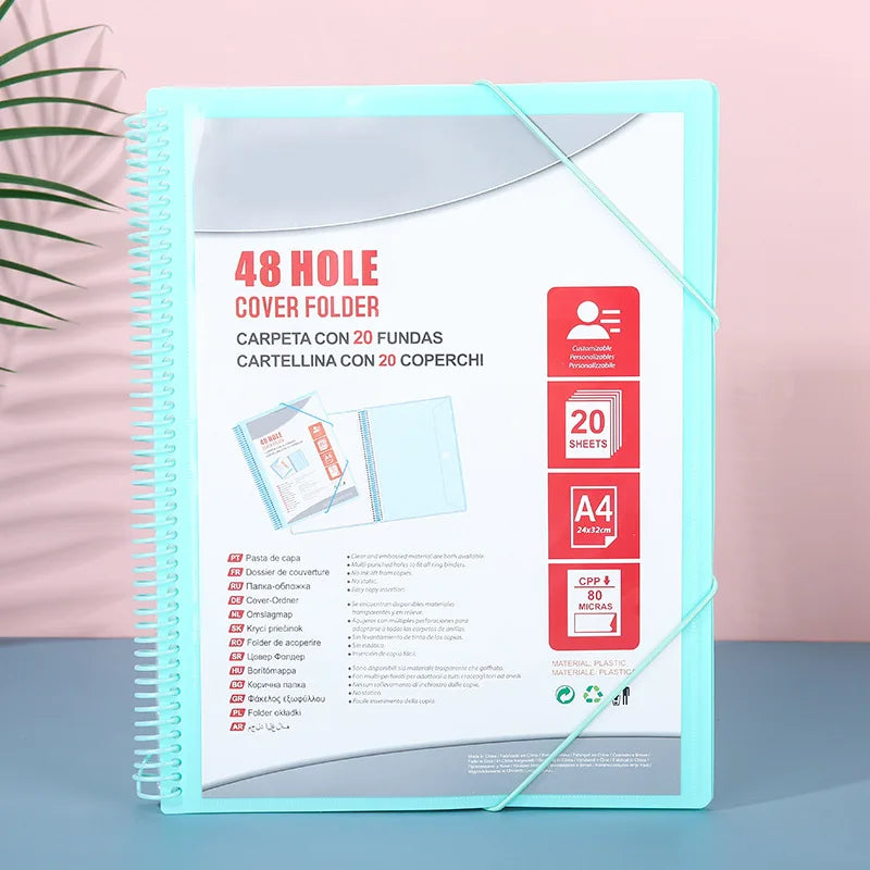 A4 Page 20/30/40 48 Hole Coil Rope Binding Information Book Student Exam Paper Office Stationery Supplies File Folders