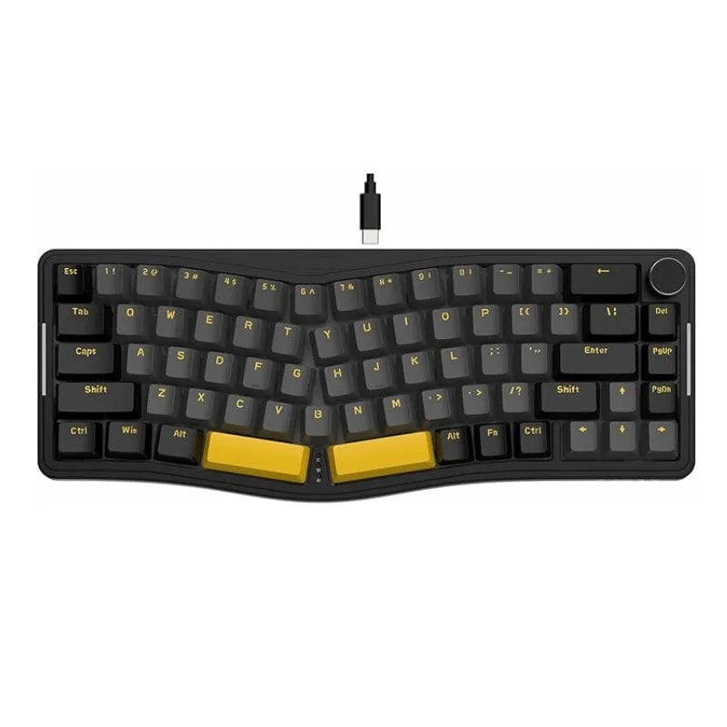 AKS068 Alice Layout Wired Mechanical Keyboard Gasket Mount 68 Keys Ergonomic 60% Gaming Keyboard USB-C Hot-S - Black