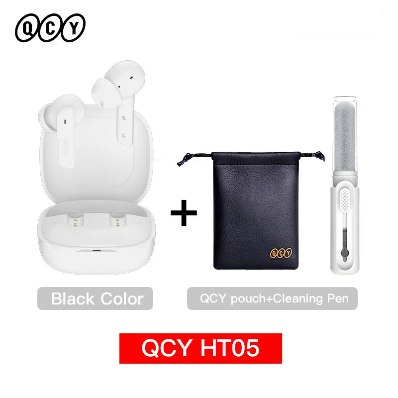 QCY HT05 ANC Wireless Earphone 40dB Noise Cancelling Bluetooth 5.2 Headphone 6 Mic ENC HD Call TWS Earbuds Transparency