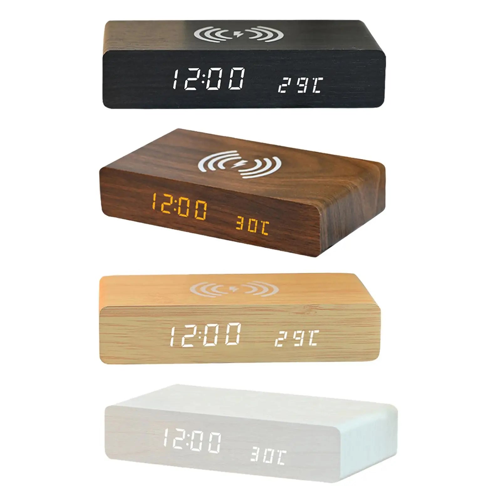 Ireless Charging Alarm Clock With 3-level Brightness Led Display Digital Alarm Clock For Bedroom Apartment & Desk