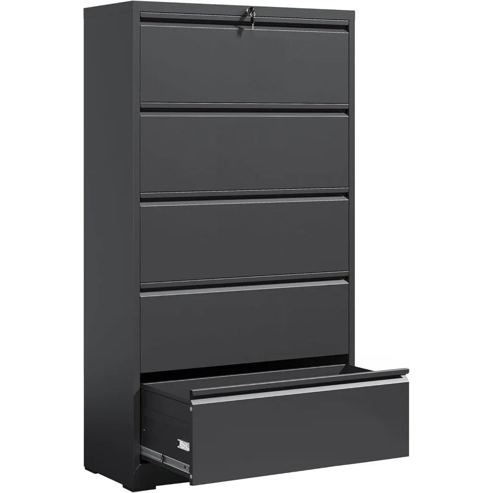 locking-file-cabinet-with-5-drawer-heavy-duty-large-metal-filing-cabinet-home-office-secure-lateral-organizer-w-wheels-key-l