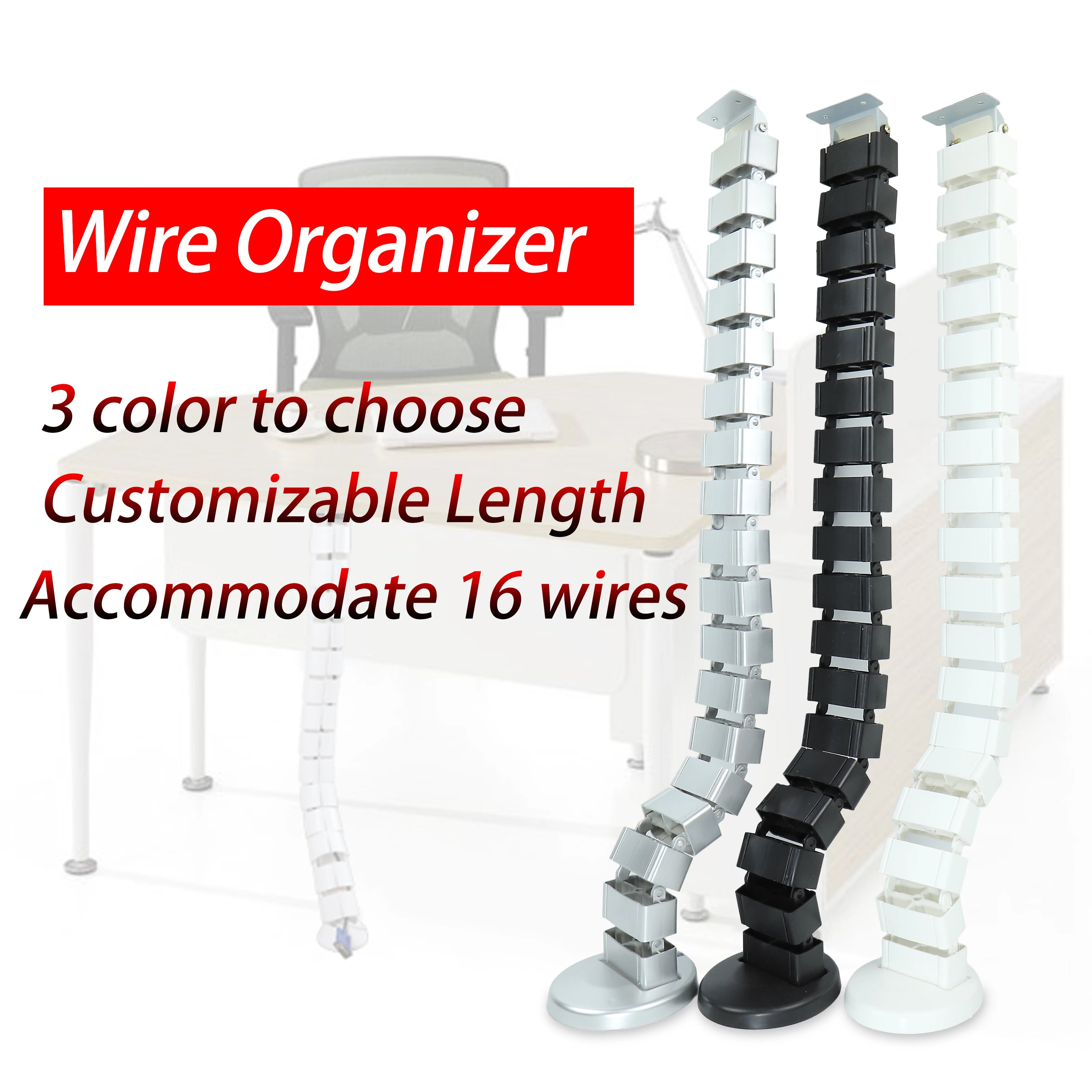 1300mm Flexible Cable Organizer Storage Office desk serpentine threading tube tv wire Cord Protector Management Tidy