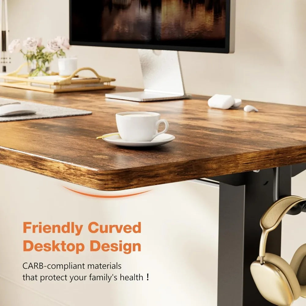 Electric Adjustable Height Standing Desk - 55 x 24 inch Sit to Stand Up Desk with Splice Board Rising Home Office