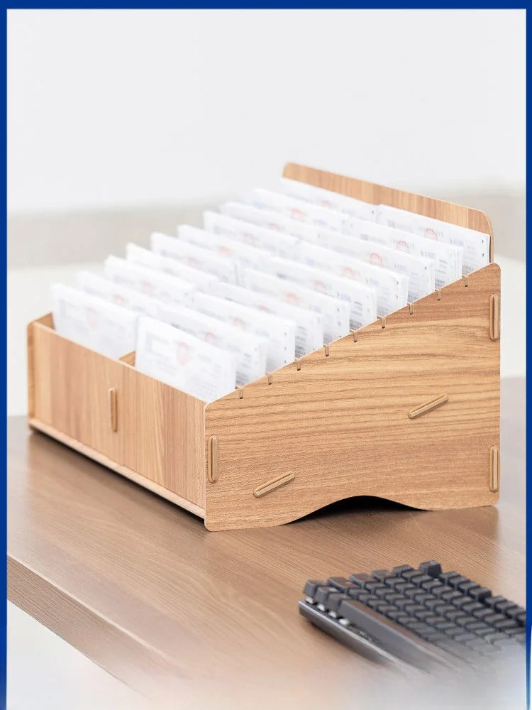 Financial Accounting Document Storage Box Single Receipt Organizer Desktop Storage Box Industrial Sle Wood Made