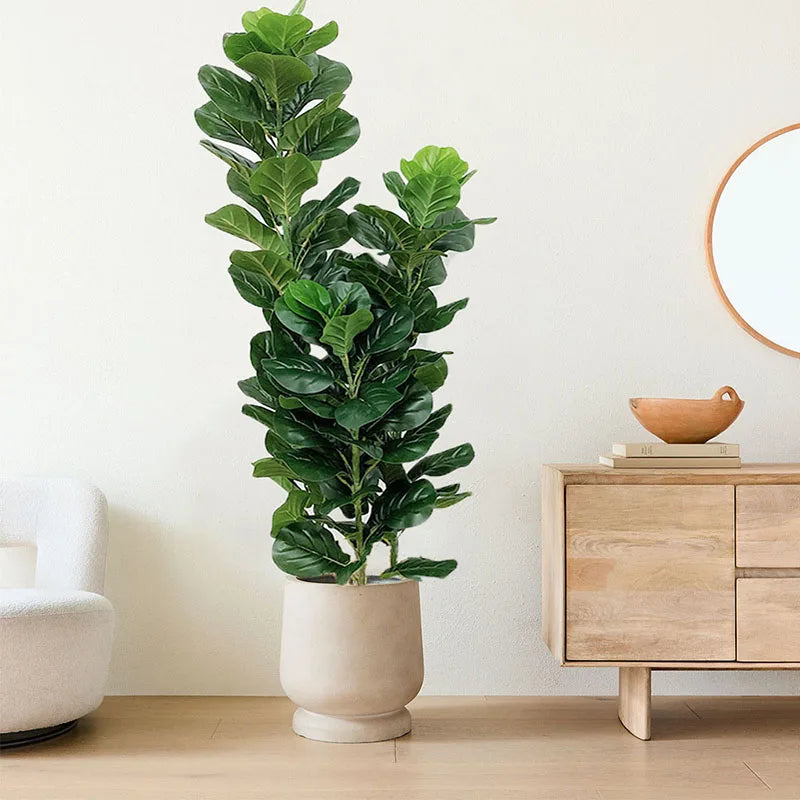 150cm Tropical Tree Large Fake Ficus Lyrata Plant Artificial Ficus Plants Branches Plastic Fake Leafs For Home Office