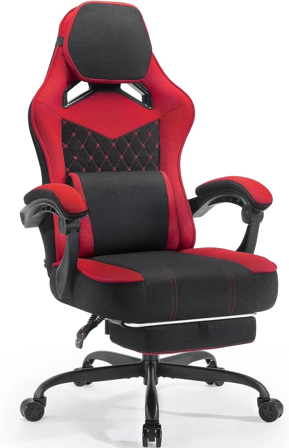 400lbs Breathable Fabric Big and Tall Gaming Chair with Massage and Foot Rest,Gamer Chairs for Adults with Pocket