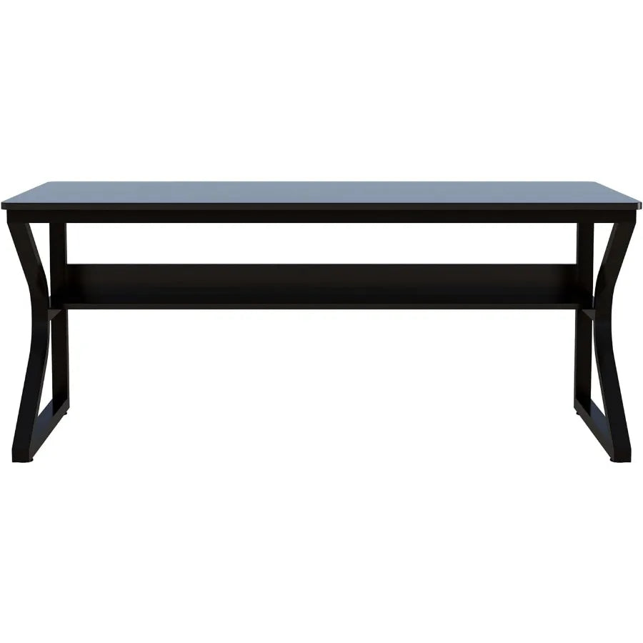 Extra Long Desk with Bookshelf for Home and Office 63 Double Long Writing Table Ideal for 2Person Workstation Modern