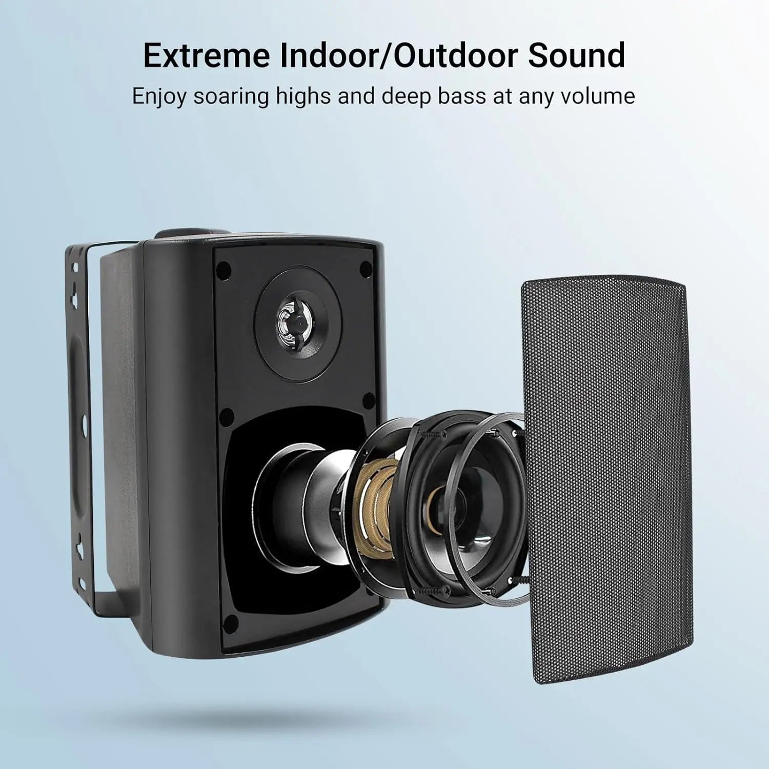 Herdio 2PCS 4’’ 200W Wall Mount Outdoor Passive Speakers Waterproof Powerful Bass Expansive Stereo Sound Coverage