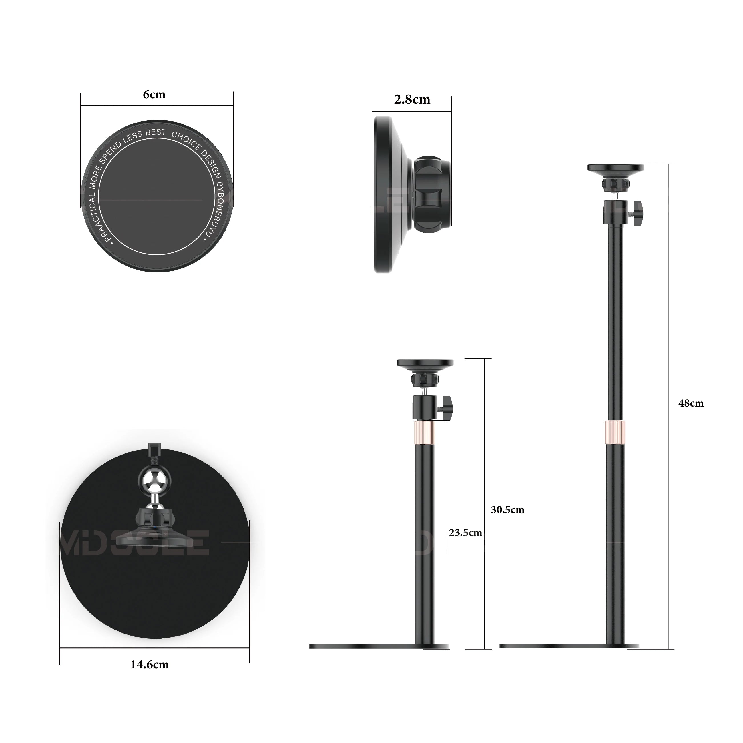 Artpowers Portable Monitor Stand Height Adjustable Magnetic Monitor Tablet Stand Free Standing Low Profile Desk Mount
