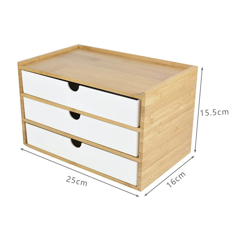 1/2/3 layer Wooden Desktop Drawer Storage Box Cabinet Organizer Supplies Jewelry Storage Box Gift Case Craft Bamboo