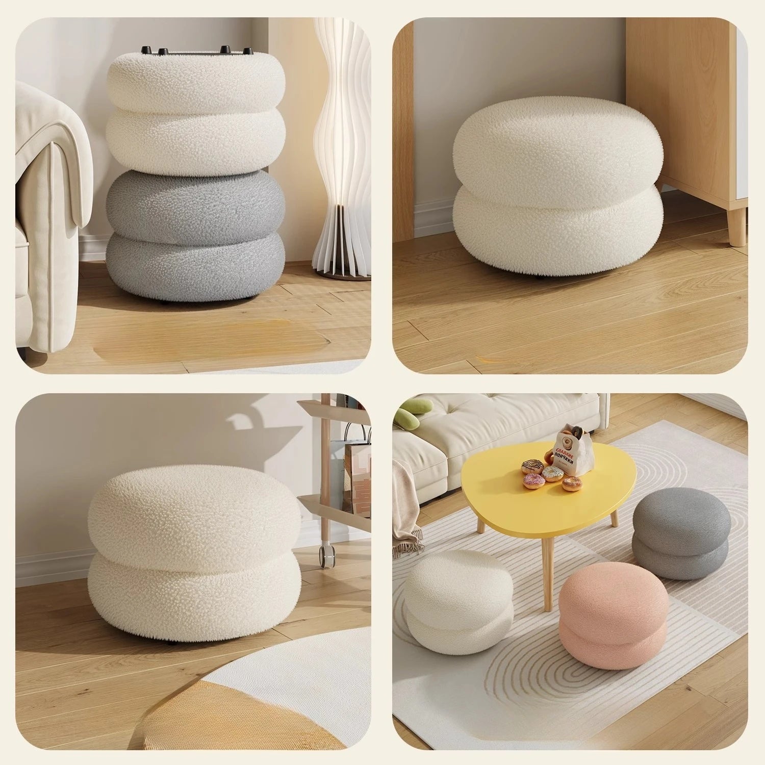 Change Shoe Bench Makeup Seat Porcelain Stool Lounge Footrest with Thick Cushion Modern Velvet Padded Stool