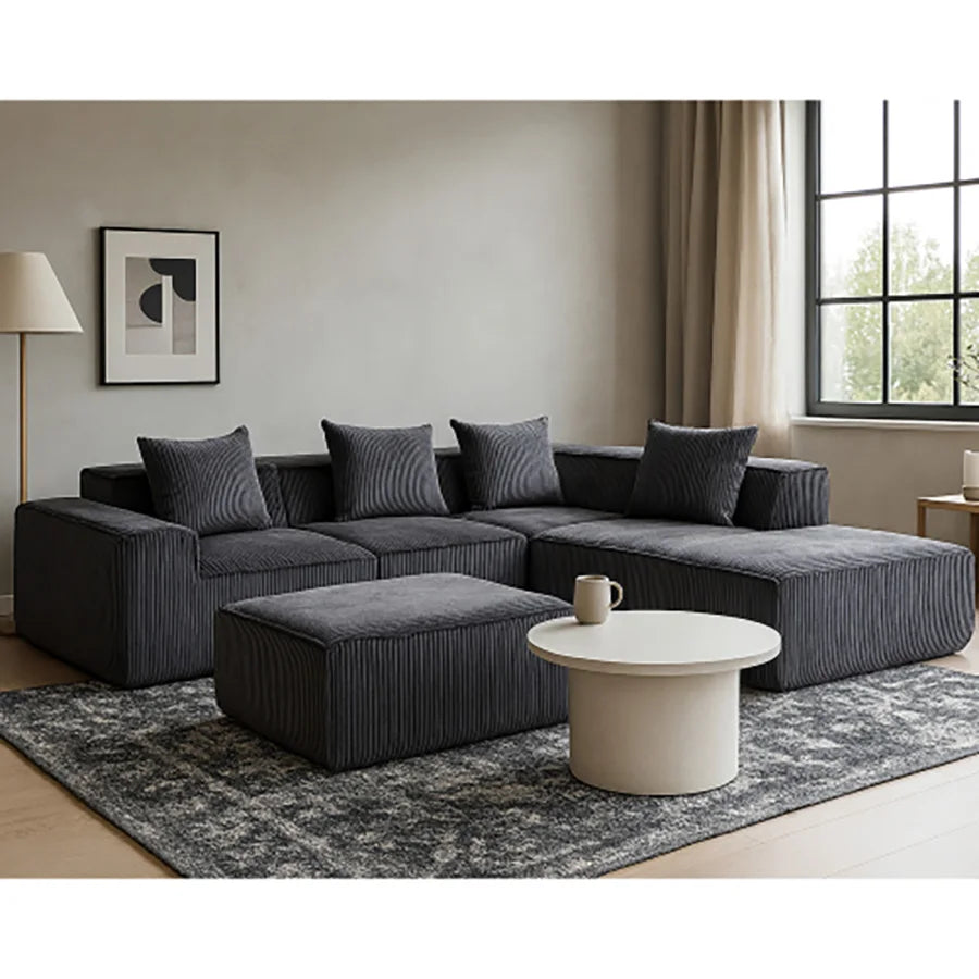 Sectional boneless Couch with L-Shape Chaise,Modern Modular sleeper Sofa with Deep Seat Upholstered Couches for Room