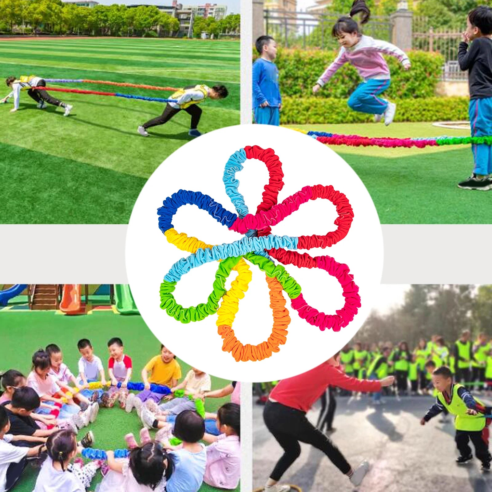 Cooperative Stretch Rope Kids Dynamic Movement Exercise Prop Resistance Band Elastic Fleece Cooperative Stretchy Band