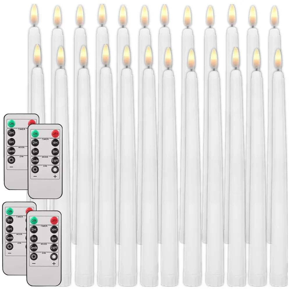 Pack of 12/24Pc LED Flameless Flickering Taper Candles with Remote Battery Operated Tea Lights Home Wedding Decor