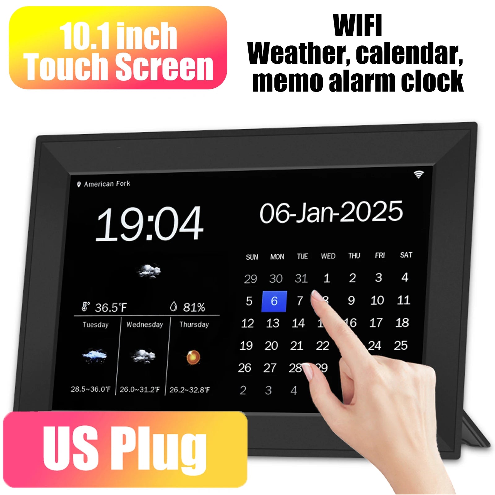 Digital Calendar Alarm Clock: 10.1-inch Calendar Chore Chart Smart Touchscreen Display for Family Schedules Great