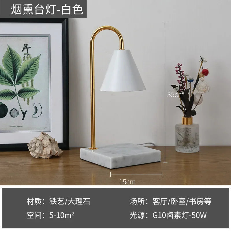 Aromatherapy Candle Lamp Retro Nostalgic Marble Molten Wax Lamp Household Creative Plug-in Dimming Candlestick Desk