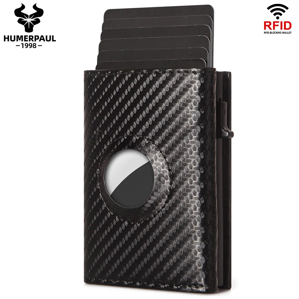 Carbon fiber Men Wallet with Aluminum Card Holder Case RFID Blocking Automatic Pop Up Cardholder Purse Business Male