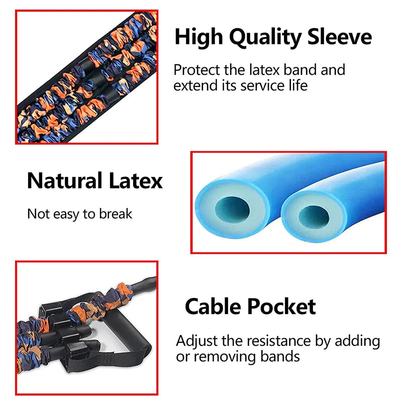 Adjustable Bench Press Bands Set Fitness Bar Push Up Resistance Band Chest Exercise Elastic Rope Arm Expander Home Gym