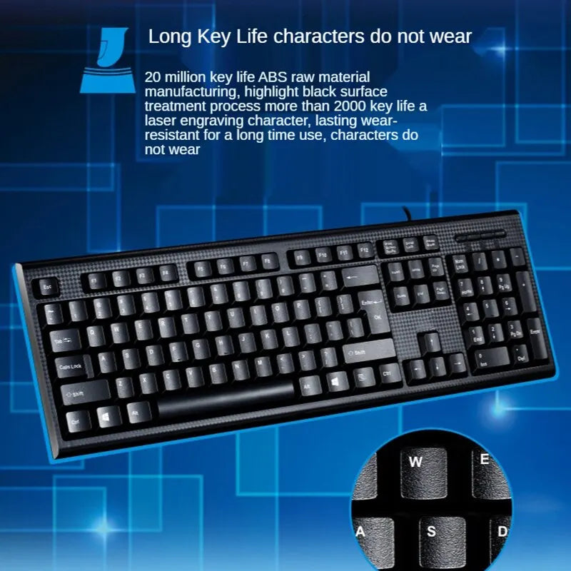 Q9 Single Keyboard USB Square Mouth Business Office Home PS2 Round Hole Wired Desktop Computer - USB - Desktop