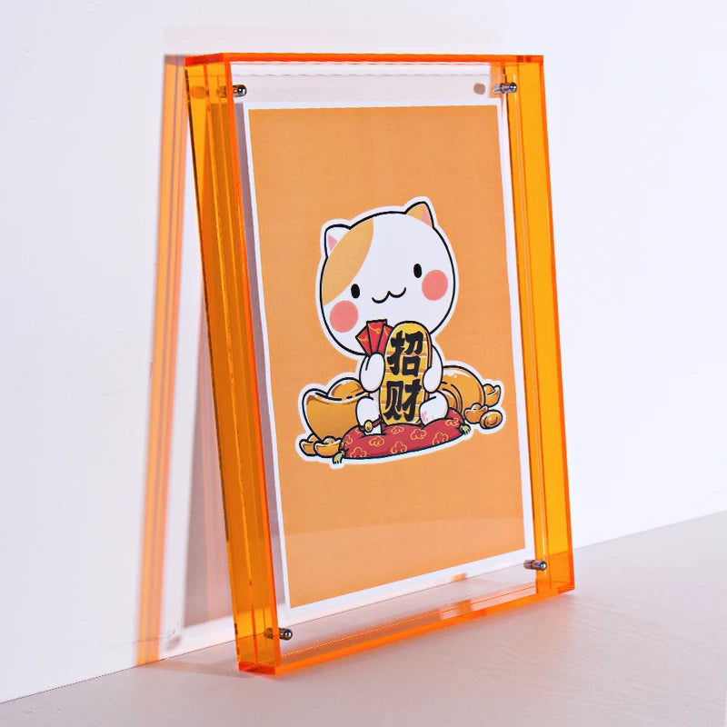 Translucent Acrylic Picture Frame Neon Floating Acrylic Wall Tabletop Frame Decoration Photo Frame for Gallery Home