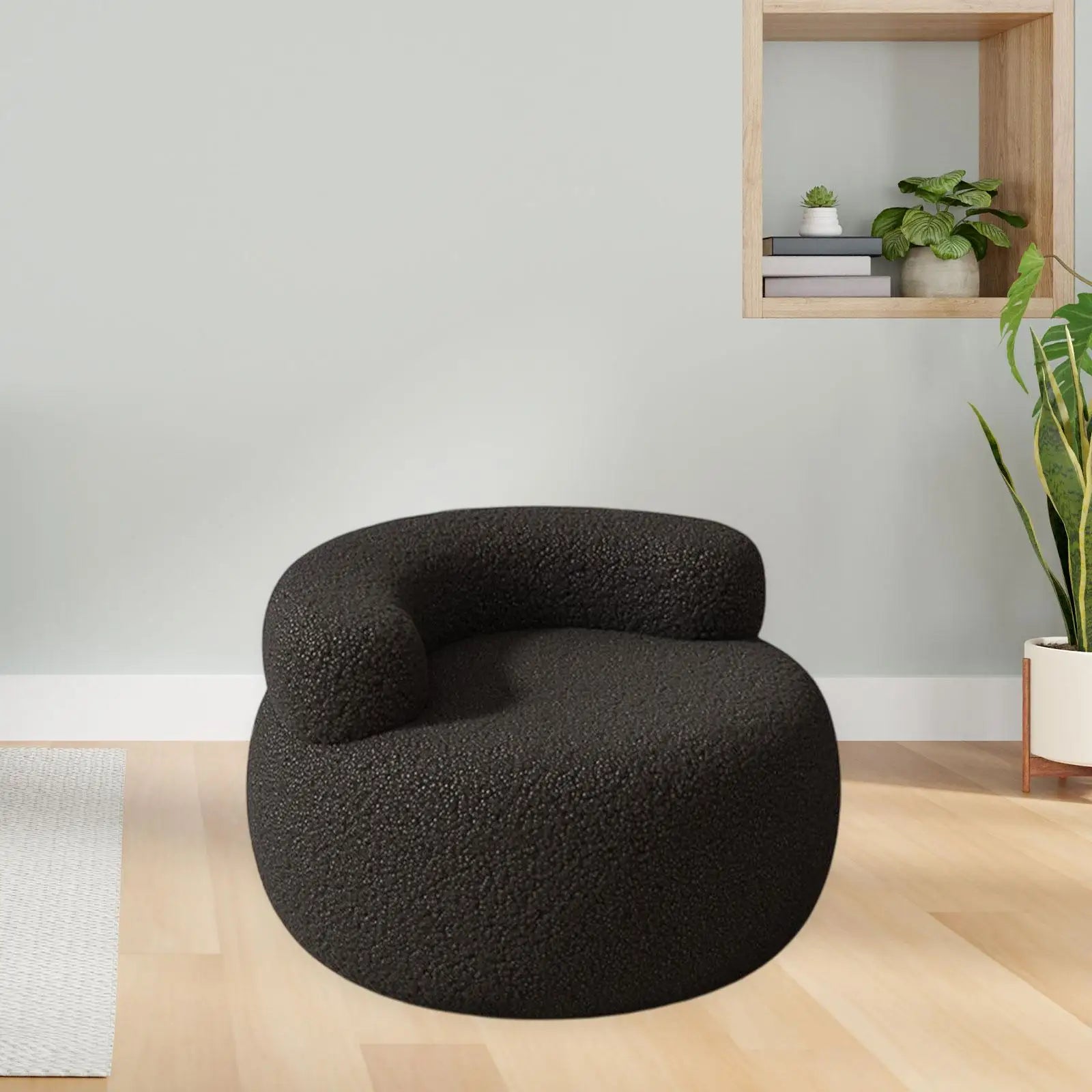 Footstool Furniture Portable Lazy Sofa Soft Small Stool Backrest Chair Round Stool Lamb Wool for Indoor Living Room