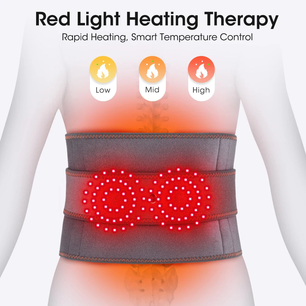 New Upgrade Electric Heating Massaging Waist Belt Relieve Fatigue Relax Muscle Red Light Hot Compress Vibration Massage