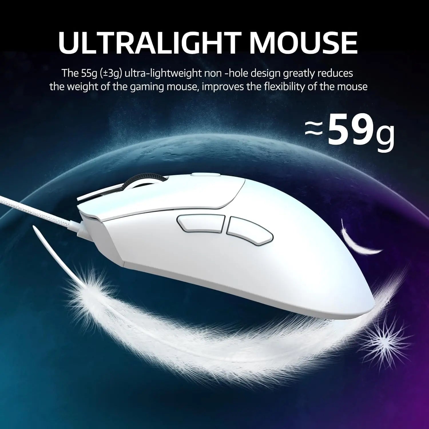 R1 Wireless Gaming Mouse,Tri-Mode Connection (2.4G/Wired/BT5.2),55g Lightweight Design,18K DPI Optical Sensor,HUYU 20