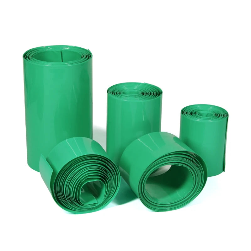 1/5/20m Green PVC Heat Shrink Tube 7mm ~ 330mm 18650 Lipo Battery Pack Insulated Film Wrap Lithium Case Protection