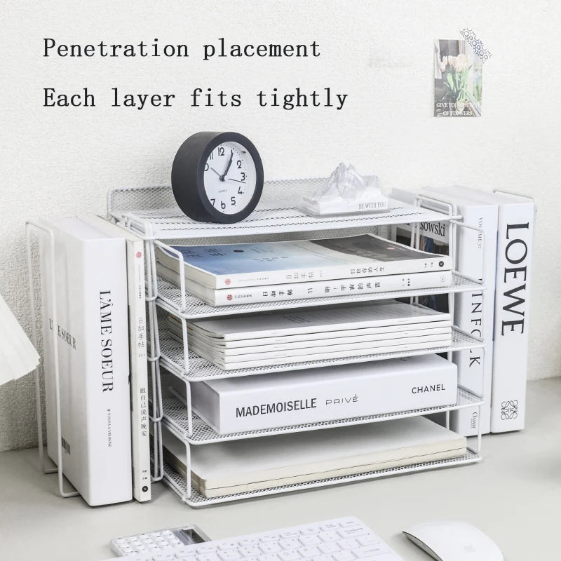 Desk storage and accessories 4-tier paper trust tray storage box with file holder desk storage office supplies desk