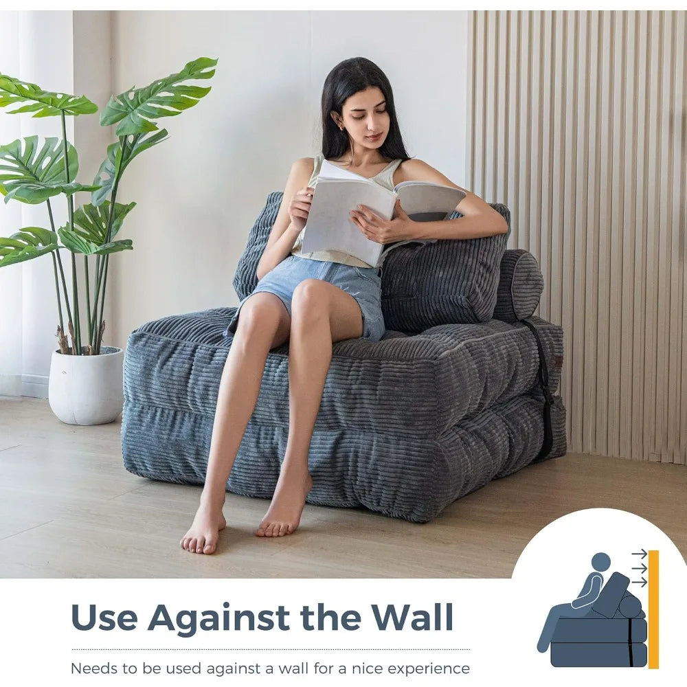 Folding Sofa Bed Sleeper Chair w/Pillow Mattress w/ Back Support Portable Fold Out Chair Bed Comfy Floor Sofa Lounge