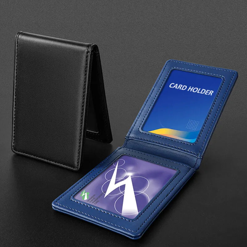 Leather Business ID Badge Clip Holder Name Tag Chest Card Work Pass