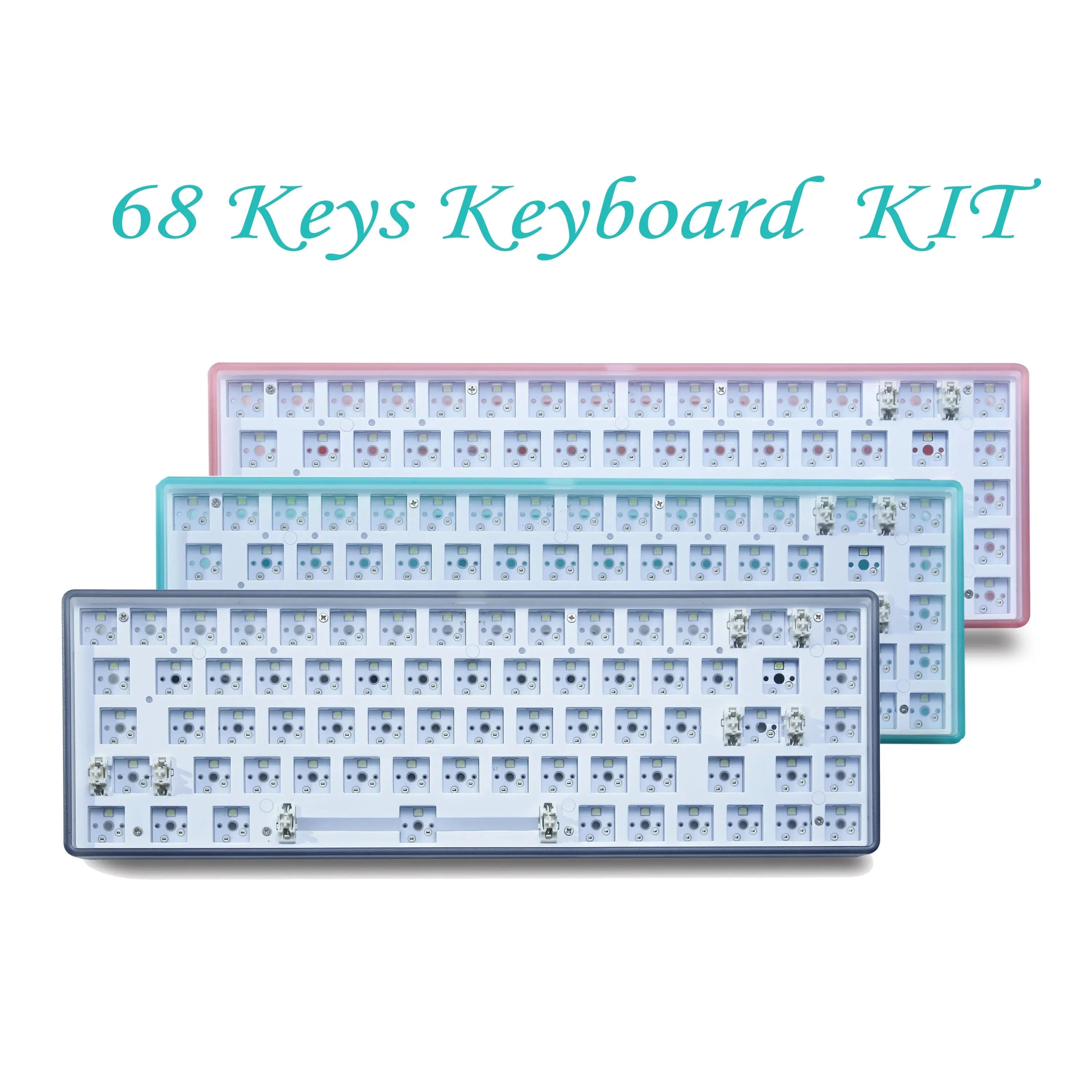 Novice 68key 3-mode Hot Swap White Light Mechanical Keyboard Kit 2.4Ghz Wireless Bluetooth Compatible 3/5 Pins Switch