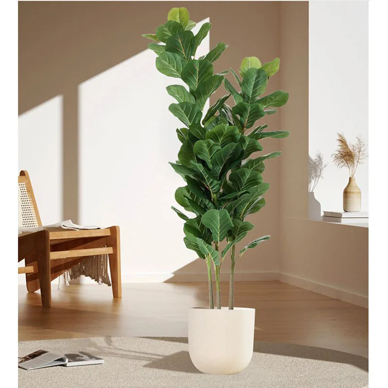 67in Large Artificial Tree Faux Ficus Lyrata Plants Fake Monstera Plastic Banyan Leafs For Home Shop Garden Office Decor