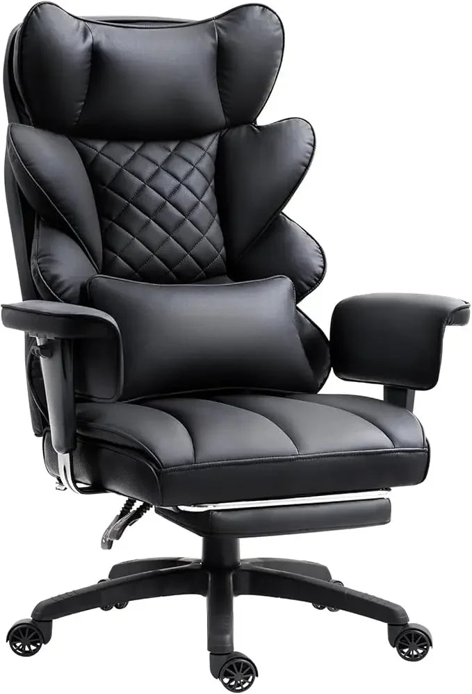 Big and Tall Office Chair with Pocket Spring Cushion,High Back Computer Gaming Chairs with Adjustable Armrests - Black