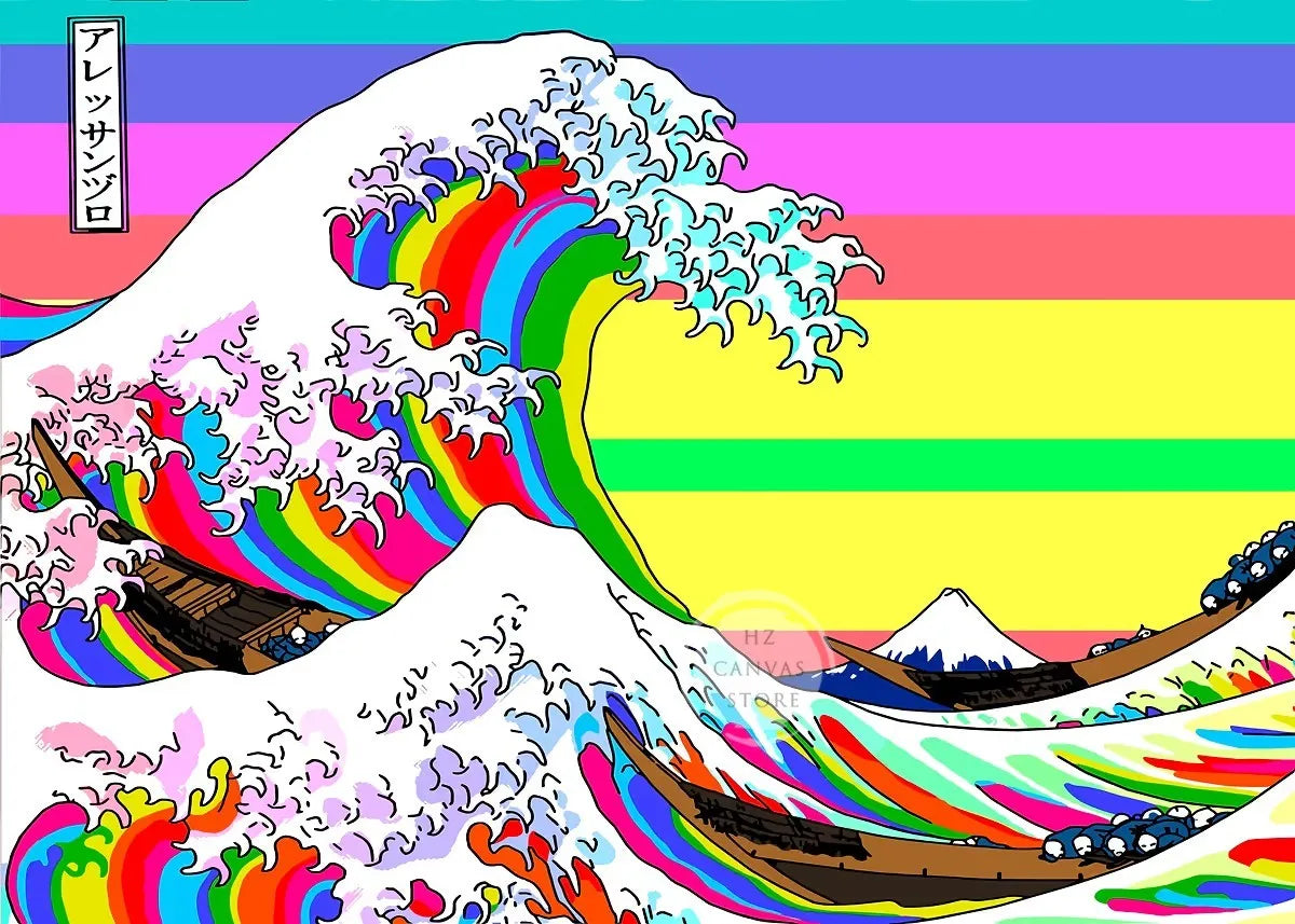 The Great Wave Off Kanagawa Poster Japanese Ukiyo-e Art Print Minimalist Vintage Wall Decor for Zen Office Home Decor