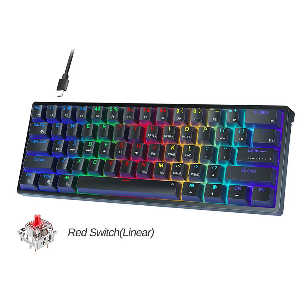 AULA F3261 60% Wired Mechanical Keyboard RGB Backlit 3 Pins Hot-swappable for Laptop PC Tablet - Black / UNITED KINGDOM